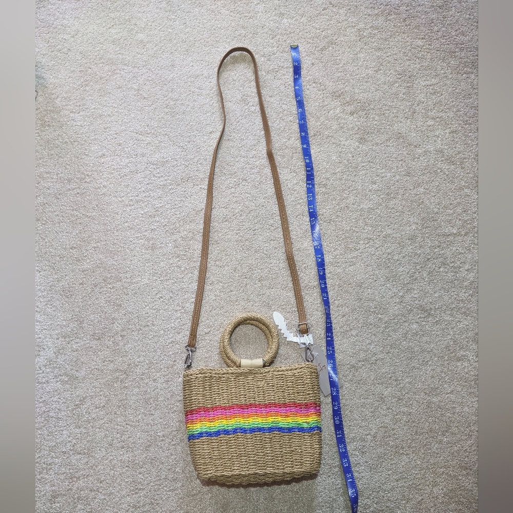 Crown Vintage Woven Bag / Rainbow Print Woven Purse - Picture 11 of 11